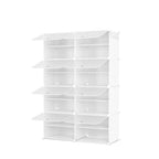 Shoe Rack 8 Tier Shoe Storage Cabinet with Door 32 Pair Tall Shoes Rack Organizer Free Standing Expandable Stable Plastic Easy Assembly Shoes Shelf for Closet Hallway Entryway Bedroom White - size: 24" Wide-32 Pairs