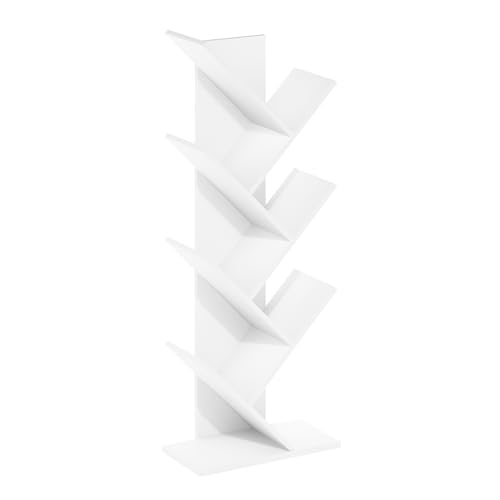 Furinno Tree Book Shelf, 7-Tier Bookshelf with Angled Open Shelf, Tree Bookcase for Room Decor, 8.4 x 15.7 x 39.4, for Organization and Storage, for Living Room, Bedroom, Home Office, White - color: White, size: 7-Tier Tree Bookcase