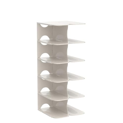 6-Tier Narrow Shoe Rack for Small Entryways, Space-Saving Adjustable Stackable Shelves, Free Standing Shoe Organizer for Closet, Corner, Doorway, White - color: White