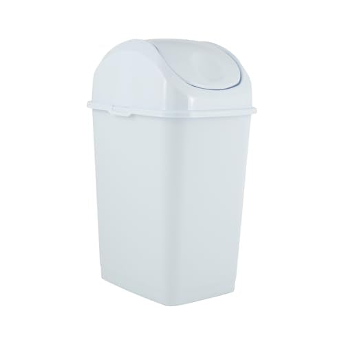 Superio Kitchen Trash Can with Swing Top Lid 9 Gallon Slim Waste Bin 37 Qt Sturdy Plastic Garbage Can Medium Recycling Bin for Office, Bathroom, Under Counter, Dorm, Bedroom (White) - size: 37 Qt., style: 1 Pack