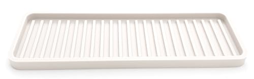 Happitasa Silicone Sink and Surface Organizer Tray, Sponge Holder, Vanity Tray, Heat Safe, Dishwasher Safe, for Bathroom and Kitchen Organization (Vanilla Cream, 12"x4") - color: Vanilla Cream, size: 12" x 4" x 0.6"