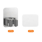 uxcell 2pcs Mop Broom Holder Wall Mount, 304 Stainless Steel Mop Holder Self Adhesive Broom Hanger with Screws, Suitable for Bathroom, Laundry Room, Grey - color: Grey