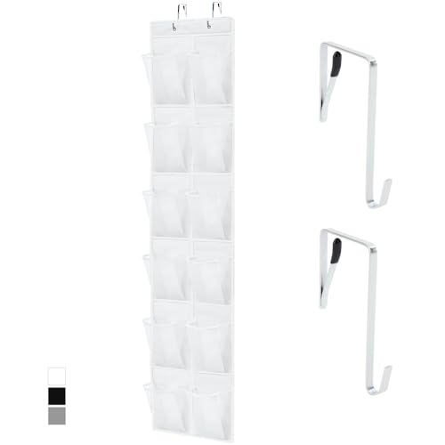 GORILLA GRIP Over the Door Shoe Organizer, 12 Large Breathable Mesh Pockets, Space Saving Hanging Storage Holder, 2 Hook Closet Rack Hanger, Hangs on Closets for Shoes, Accessories, 64H x 9.5W White - color: White, size: 12 Pockets/2 Hooks