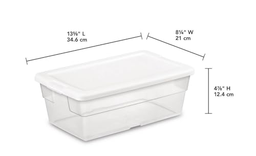STERILITE 6-Quart Storage Bin Shoe Box - Clear (4)