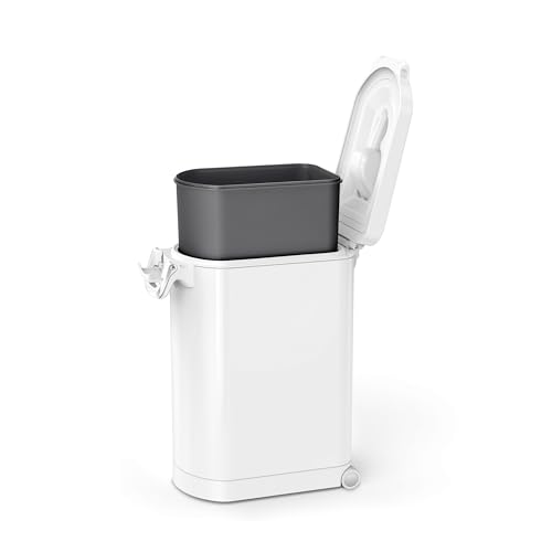 simplehuman 30 Liter, 32 lb / 14.5 kg Large Pet Food Storage Container for Dog Food, Cat Food, and Bird Feed, White - color: White, size: Large