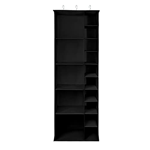 Libeder Shoe Organizer for Closet, 15 Shelf Hanging Closet Storage Shelves - 10 Shoe Rack Organizer and 5 Compartment for Clothes with 6 Side Mesh Pockets for Scarf, Socks,Gloves Black - color: Black
