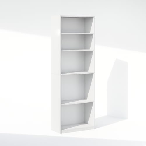 Furinno Reed Closet Organizers and Storage, 5-Tier Closet Organizer, Open Shelf Closet Storage, for Wardrobe, Bedroom, Living Room, White - color: White, size: 5-Tier Adjustable