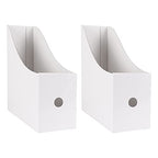 Limitliho 2 Pack White Magazine Holde, Vertical Book Bins for Classroom and Library Use, 10.6'' ×10.2'' ×3.5'' Inch Vertical File Folder Box - color: White, size: 2 Pack