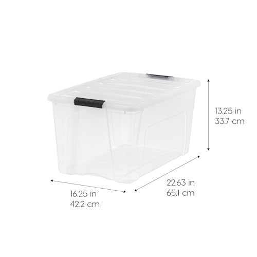 IRIS USA 72 Qt Stackable Plastic Storage Bins with Lids, 6 Pack - BPA-Free, Made in USA - See-Through Organizing Solution, Latches, Durable Nestable Containers, Secure Pull Handle - Clear - color: Clear, size: 72 Qt, style: 6 Pack