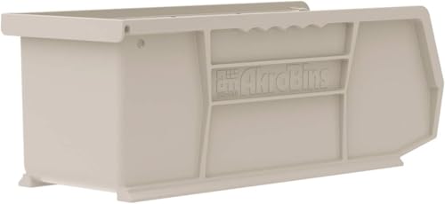 Akro-Mils 30224 AkroBins Plastic Storage Bins, Space-Saving Stackable Bins for Garage, Pantry, Craft Organization, 11" L x 4" W x 4" H, Stone, 12-Pack - color: Stone