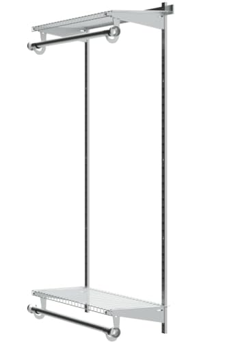 Rubbermaid Configurations Closet Shelves & Hanging Kit (2) 26" Shelves Titanium Custom Pantry Organizer and Storage/Clothes Rack for Home/Laundry/Bathroom/Mudroom/Pantry/Linen Closet