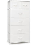 Crestlive Products Tall Dresser for Bedroom Vertical Skinny Dresser - Sturdy Steel Frame, Wood Top, Easy Pull Fabric Bins- Organizer Unit for Bedroom, Entryway, Closets - 6 Drawers (White) - color: White, style: 6 Drawers