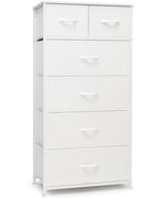 Crestlive Products Tall Dresser for Bedroom Vertical Skinny Dresser - Sturdy Steel Frame, Wood Top, Easy Pull Fabric Bins- Organizer Unit for Bedroom, Entryway, Closets - 6 Drawers (White) - color: White, style: 6 Drawers