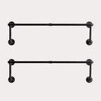 Homeyeeng Clothes Rack, Industrial Wall Pipe Clothing Rack for Hanging Clothes, Wall Mounted Heavy Duty Space Saving Garment Rack, Multi-Purpose Clothing Hanging Rods for Closet Storage, Black, 2Pcs