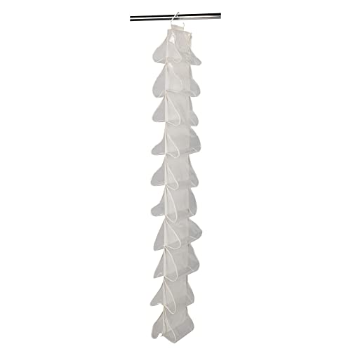 Household Essentials 20-Pocket Closet Shoe File, Durable Canvas and Plastic, Holds 10 Pairs of Shoes, Individual Storage, Single Hook System - color: Natural