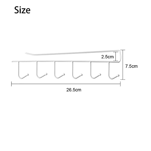Cup Holder Under Cupboard,Kitchen Under Cabinet Utensils Hanging Hooks Rack, Drilling Free Cabinet Door Hanging Hook Rack,6 Hooks Kitchen Storage Utensil Organizer Hook Rack,2 Pack (White) - color: White 2pcs