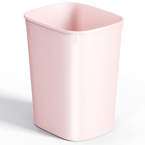 CEROELDA Bathroom Trash Can with Lid, 10L/2.6 Gal Small Garbage Can with Press Top Lid, Slim Plastic Waste Basket for Toilet, Office, Bedroom(Pink) - color: 1 Pack-No Lid-Pink
