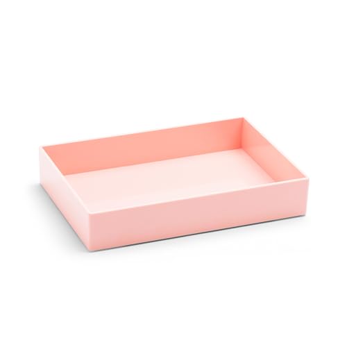 Poppin Stackable Medium Accessory Tray - Modular Lacquer Desk Trays for Office Organization, Color-Coordinated Office Supplies for Desk, Paper Trays (Blush Pink, Medium Accessory) - color: Blush Pink, size: 9.8" x 6.8" x 1.8"