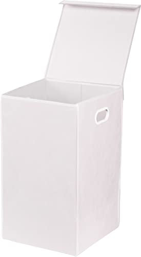 Simple Houseware Foldable Laundry Hamper Basket with Lid, White - color: White