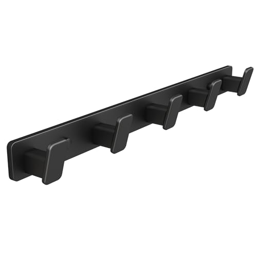 Black Coat Rack Wall Hooks for Hanging Heavy Duty Door Hooks with 5 Hooks Key Holder for Wall Hat Rack for Entrance Coat Hook - color: Black, size: Rectangle 5 Hooks 1 Pack