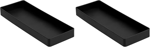 Amazon Basics Rectangular Plastic Desk Organizer, Half Accessory Tray for Office Supplies and Workspace Organization, 9.4" x 3.3" x 1", Black (Pack of 2) - color: Black, size: 9.4" X 3.3" X 1" (Pack of 2)