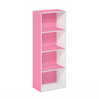 Furinno Luder Bookcase / Book / Storage, 4-Tier, Pink/White - color: White/Pink, size: 4-Tier, 9.3 x 15.6 x 41.7
