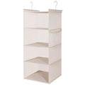 MAX Houser 4 Tier Shelf Hanging Closet Organizer, Space Saver,Closet Hanging Shelf with 2 Sturdy Hooks for Storage, Foldable (Beige) - color: Beige-4