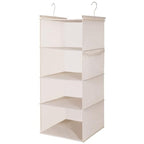 MAX Houser 4 Tier Shelf Hanging Closet Organizer, Space Saver,Closet Hanging Shelf with 2 Sturdy Hooks for Storage, Foldable (Beige) - color: Beige-4