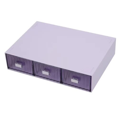 Stackable Office Supplies Drawer Organizer, Plastic Storage Drawer, Desk Grocery Organizer For Stationery (Purple, 3 Compartments) - color: Purple, size: 3drawers