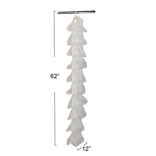 Household Essentials 20-Pocket Closet Shoe File, Durable Canvas and Plastic, Holds 10 Pairs of Shoes, Individual Storage, Single Hook System - color: Natural