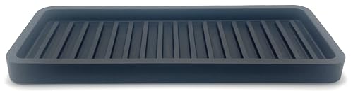 Happitasa Silicone Sink and Surface Organizer Tray, Sponge Holder, Vanity Tray, Trivet, Heat Safe, Dishwasher Safe, for Bathroom and Kitchen Organization (Black, 9"x3.5") - color: Black, size: 9" x 3.5" x 0.6"