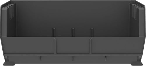 Akro-Mils 30250 AkroBins Plastic Storage Bins, Space-Saving Stackable Bins for Garage, Pantry, Craft Organization, 15" x 16" x 7", Black, 6-Pack - color: Black