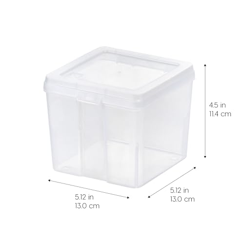 IRIS USA Vertical Plastic Flip Top Storage Containers Bins with Lids for Pantry, Home, Office, Organization, Small, Stackable Hinged Organizer with Latches, Clear, 10 Pack - size: Small - 10 Pack