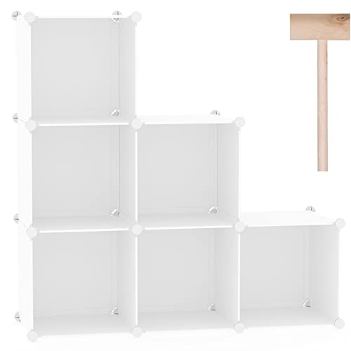 C&AHOME 6-Cube Storage Organizer, Stackable Storage Cubes Shelves, Portable Bookshelf, Plastic Clothing Storage Closet Organizer, DIY Modular Shelving Units for Wardrobe, Home, Milky - color: Milky
