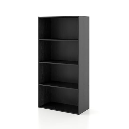 Homes: Inside + Out Apexa 4-Tier Cube Storage Organizer Shelves, Stackable Wood Bookcase Fits Cubby Bins for Organization, Dorm Teen Room Decor & Home Office, Black - color: Black, size: 4-Tier