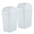 Superio Mini Desktop Trash Can with Swing Top Lid Portable Plastic Garbage Can for Countertop, Desktop, Make up Vanity, Bathroom, Car, Under Sink, Dorm, Compact Waste Bin 5 L 1.25 Gal (2, White) - size: 1.25 Gallon, style: 2 Pack