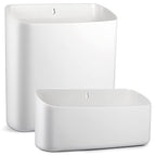 Picowe Magnetic Laundry Storage, 2 Pack Lint Holder Bin for Laundry Room, Space-Saving Trash Container Hanging on Dryer, Washer or Wall Mount Trash Bin (Gray White) - size: L+ M - White