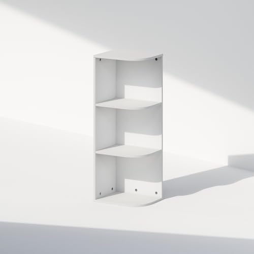 Furinno Reed Corner Shelf, 3-Tier Corner Bookshelf, Book Shelf, Corner Shelves, Storage Rack, for Organization and Storage, Home Office, Living Room, White - color: White, size: 3-Tier Corner