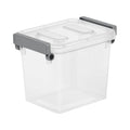 (Pack of 5) 2.5-quart Modular Locking Storage Boxes, Transparent Plastic Storage Containers with Writeable ID Lids, Gray