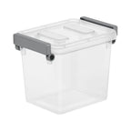 (Pack of 5) 2.5-quart Modular Locking Storage Boxes, Transparent Plastic Storage Containers with Writeable ID Lids, Gray