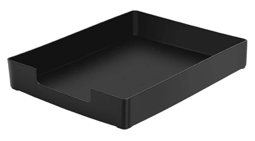Letter-Size Tray, Desk Drawer Organizer, A4 Plastic Paper Tray, Stackable Plastic Paper Holder File Organizer for Office, School, Home Storage (Black) - color: Black