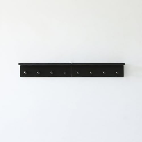 Entrance Coat Rack ，Coat Hooks, Wall-Mounted Wooden Hook Rack, Wall-Mounted Shelves are Very Suitable (Black Color Finish—A-2) - style: black color finish—A-2