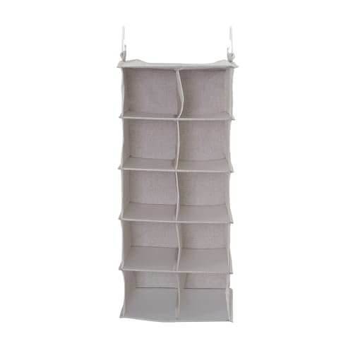 Household Essentials 10-Pocket Hanging Shoe Organizer, Side-by-Side Blended Canvas Storage, 2 Hooks for Excellent Support, The Perfect Space-Saving Organizer - color: Silver