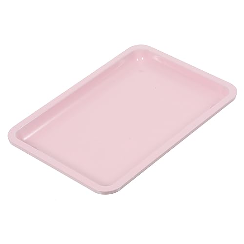 Beavorty Stainless Steel Jewelry Tray Pink Ring Holder Multi-Functional Nail Tool Organizer Trinket Storage Plate with Stable Feet 7X5 Inches - color: Pink