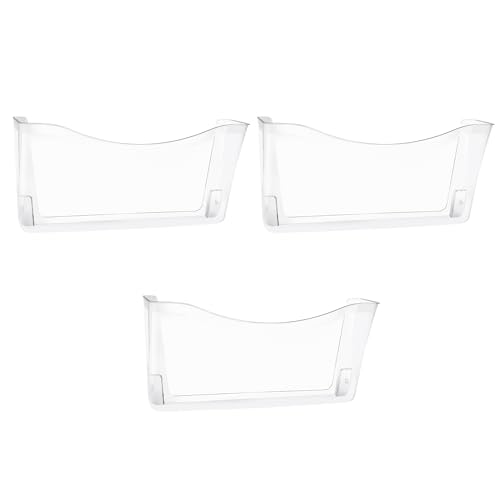 EASEPRES 3 Pack Clear Single Pocket Hanging File Organizer, Plastic Wall Mount Paper Mails Magazines Holder, Mounted Folder Bins for Office School and Home, 13.85x3.14x6.88 inches - color: Clear, size: 3 Pack