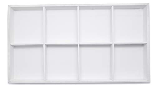 The Display Guys - Stackable Jewelry Tray and Organizer - for Drawers, Dressers, Store Display (8 Compartments, White Leatherette) - color: Leatherette White, size: 8 Compartments