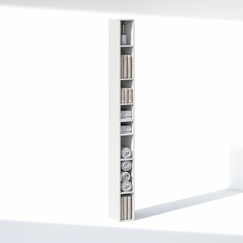 Furinno Fulda 8-Tier Closet Organizers and Storage, Open Shelf, Storage Organizer, 6-Inch Width, for Closet, Bedroom, White - color: White, size: 8-tier; 6"w
