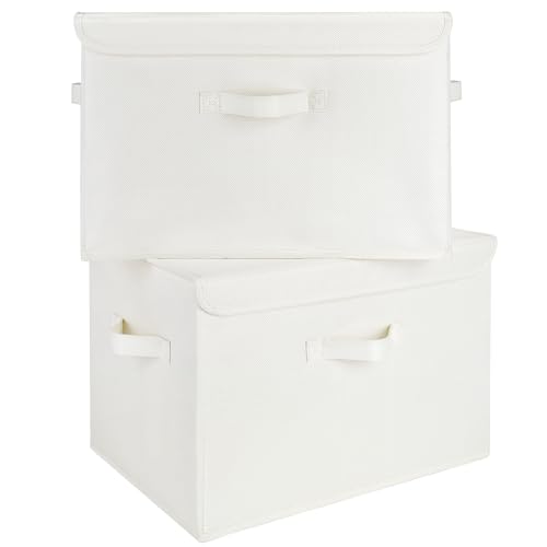 GRANNY SAYS Storage Boxes with Lids, Large Storage Bins with Lids, Decorative Box, Shelves Baskets, Clothes Storage and Organization, 2-Pack - color: Ivory White, size: Extra Large-2 Pack