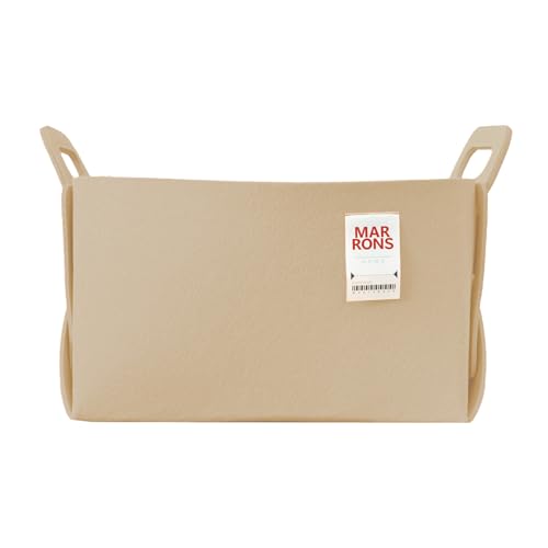 Collapsible Felt BEIGE Storage Bin Large 14.6"x9.4"x9.4" – Foldable Basket with Handles for Closet, Laundry Room Organization, Toy Storage, Decorative Storage Bins for Shelves, Nursery Storage - color: BEIGE, size: LARGE