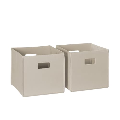 RiverRidge Folding Storage Bins with Handles Taupe Cube Storage Organizer for Closet, Bedroom & Playroom - Closet Organizers and Storage Set of 2 - color: 2 Taupe Bins